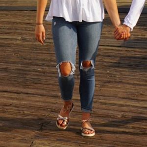 Good American Good Waist Blue Ripped Jeans